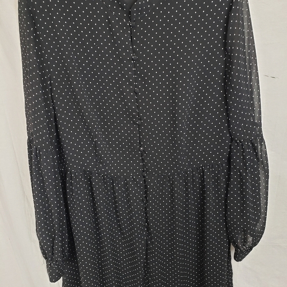 Who What Wear Black Polka Dotted Sheer Sleeve Button Up Maxi Dress w/Slip Sz L - Picture 6 of 9